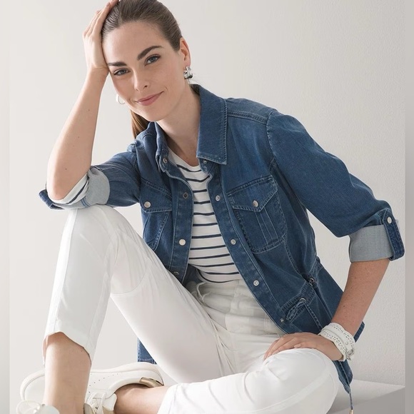 WHBM Drawstring Tencel Denim Jacket - Picture 1 of 8